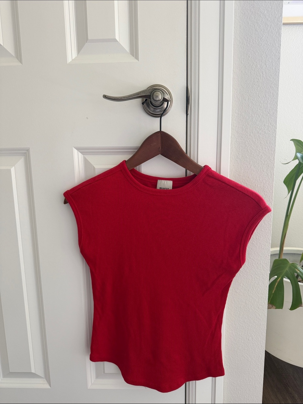 Maeve Bright Red Ribbed Top